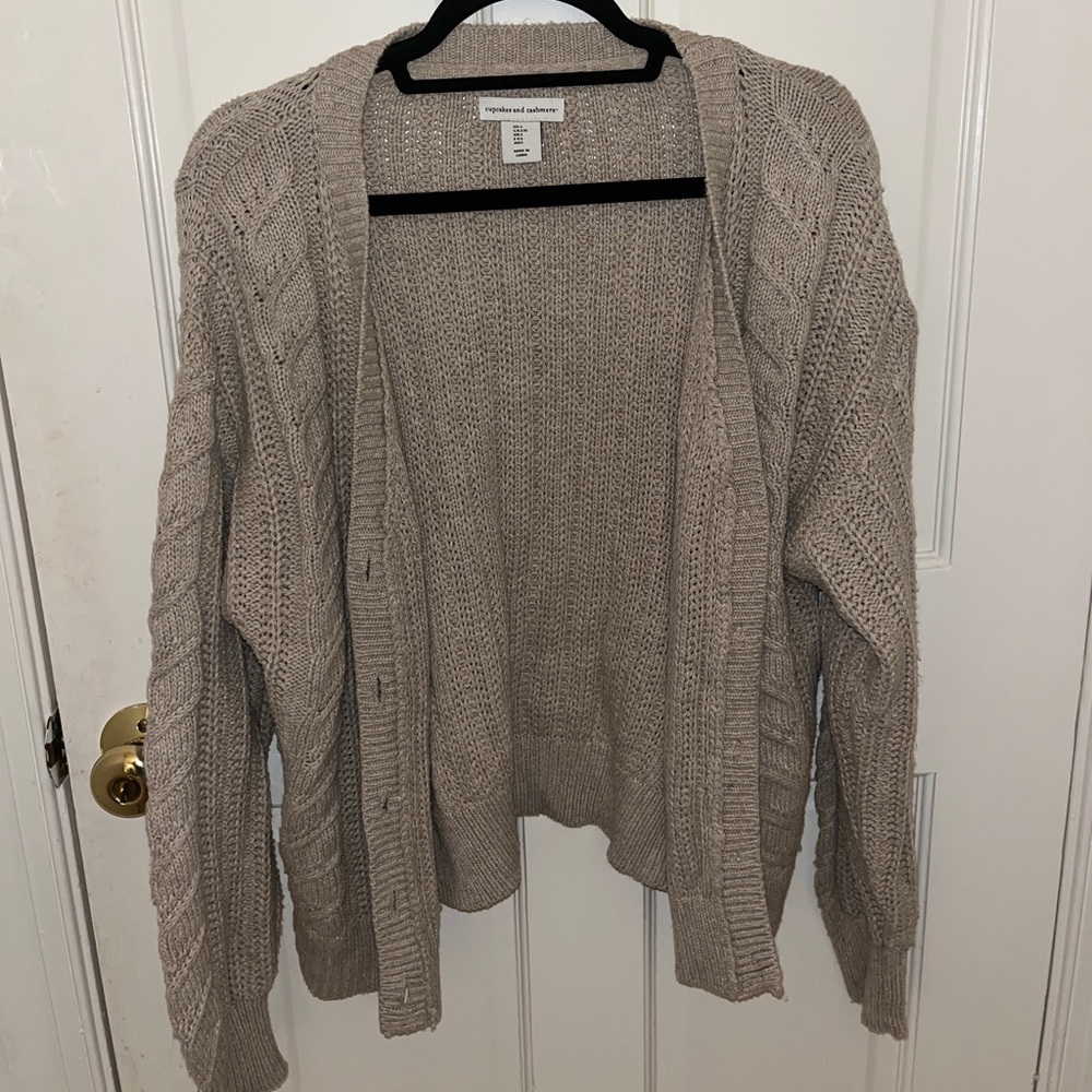 Knit comfy cozy cardigan with tortoiseshell buttons